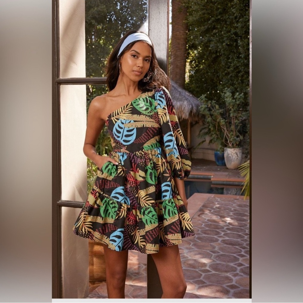 Tropical One Shoulder Dress